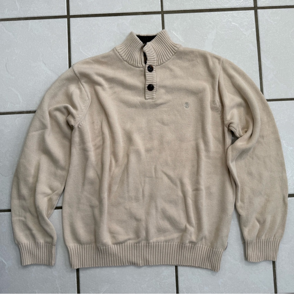Men's Izod Beige 3 Button Sweater size XLarge